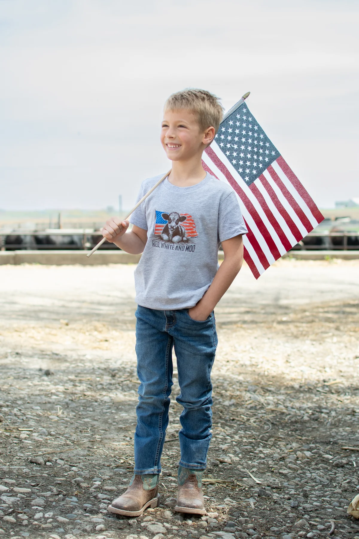 Patriotic Calf 'Red, White, & Moo' Toddler/Youth Tee - Image 4