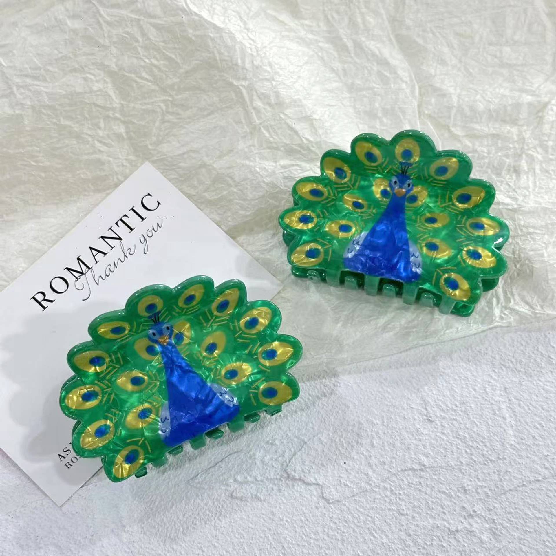 Peacock Hair Claw Clip