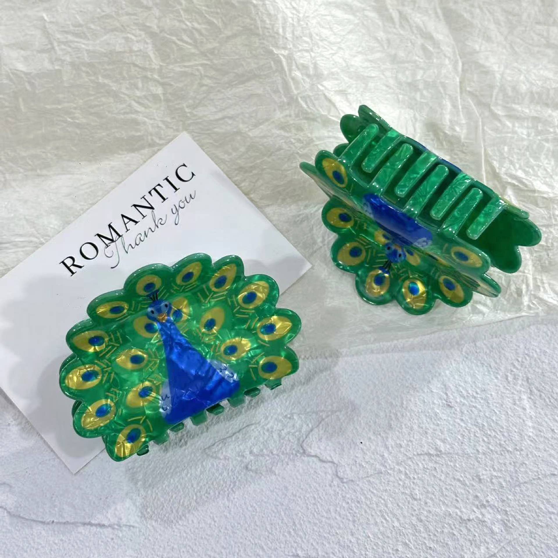 Peacock Hair Claw Clip - Image 4