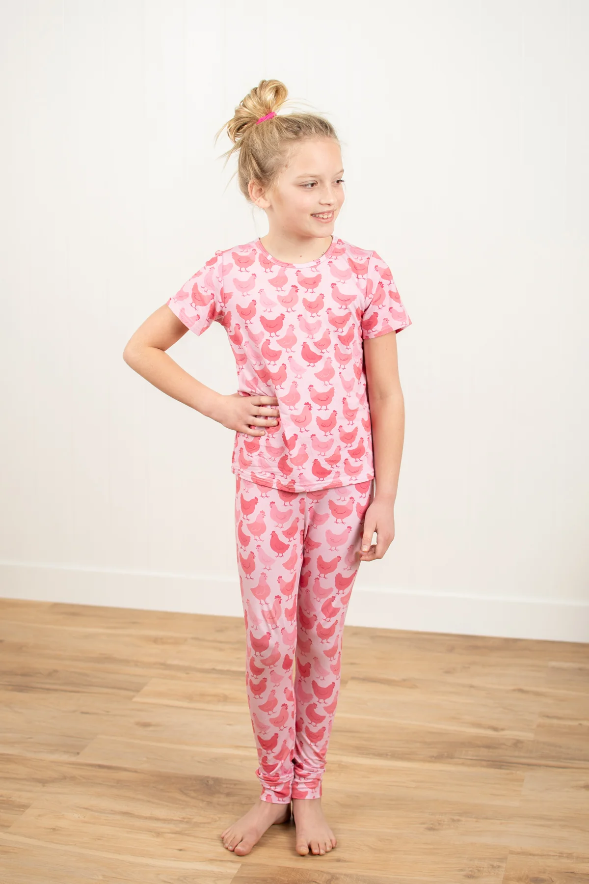 Pink Chicken Toddler/Youth Bamboo Pajama Set - Image 4