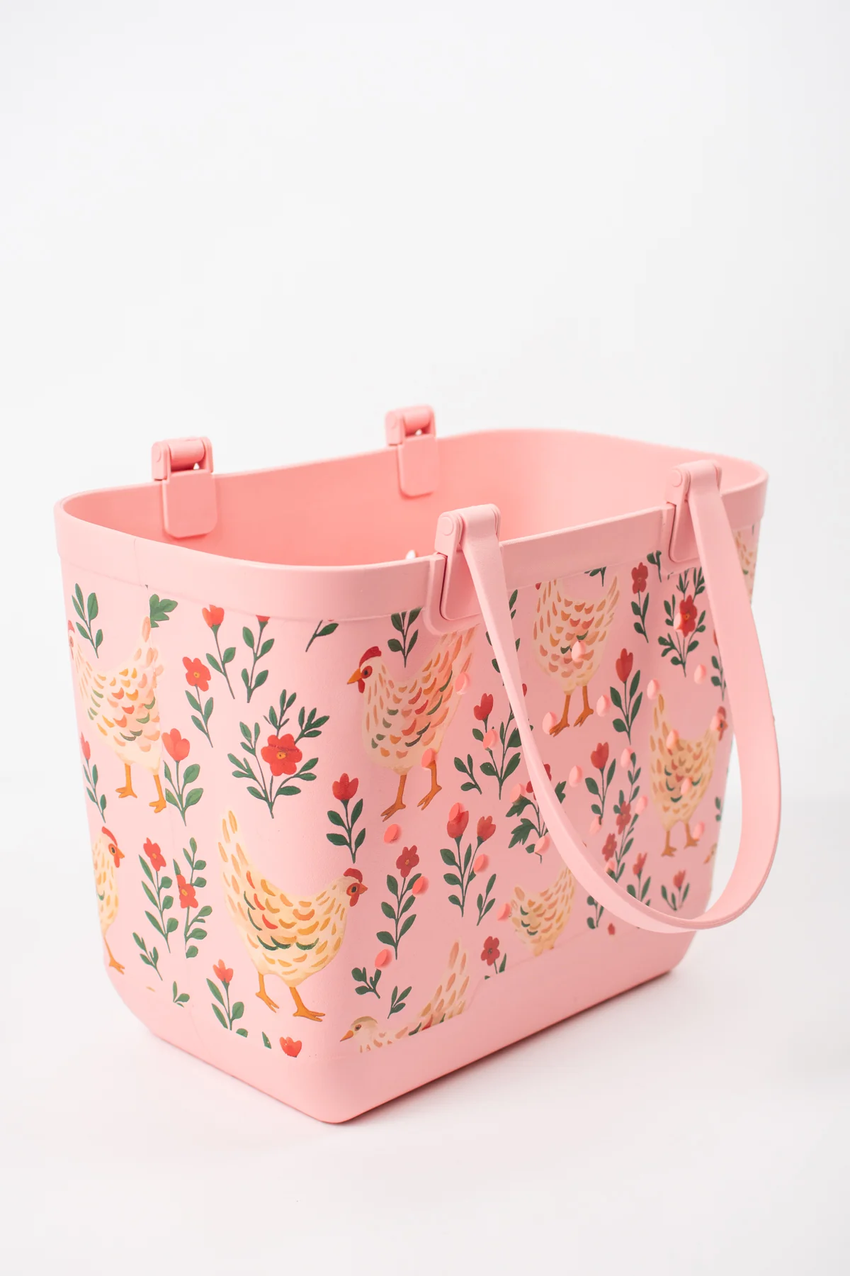 Pink Chickens & Blooms Utility Tote Bag - 18" - Image 2