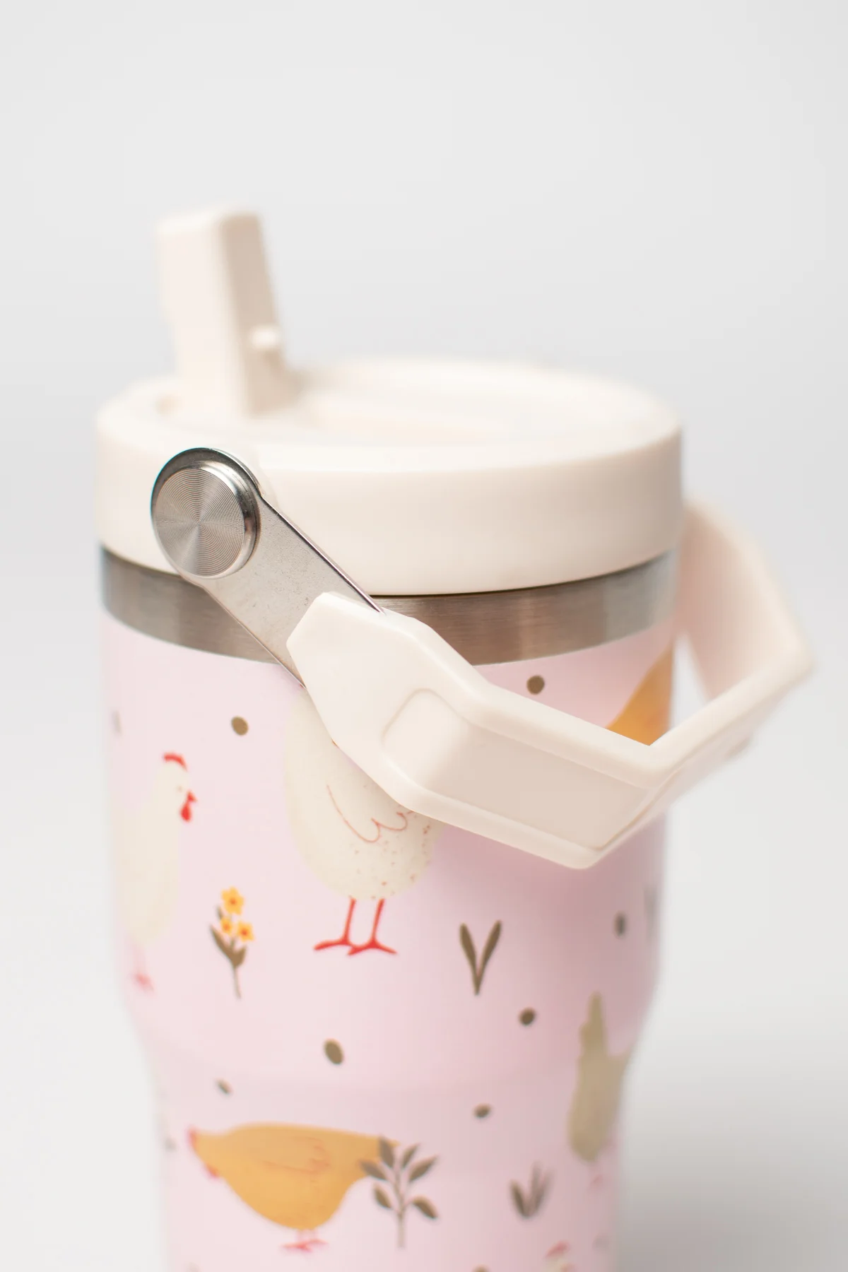 Pink Cottage Chicken 20oz Kids Bucket Handle Tumbler - Image 4