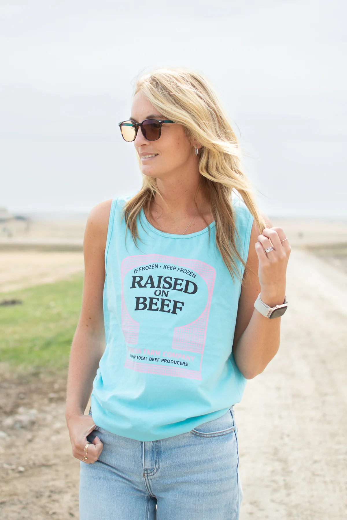 Raised on Beef' Teal Tank Top - Image 2