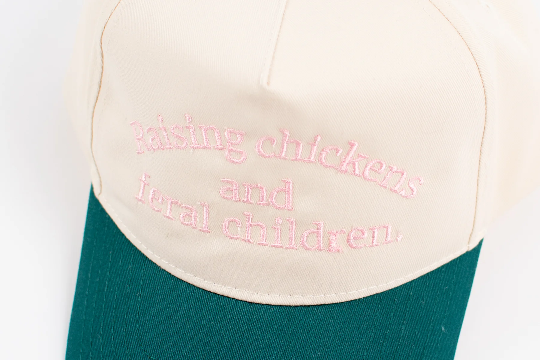 Raising Chickens and Feral Children.' Embroidered Green Trucker Hat - Image 3