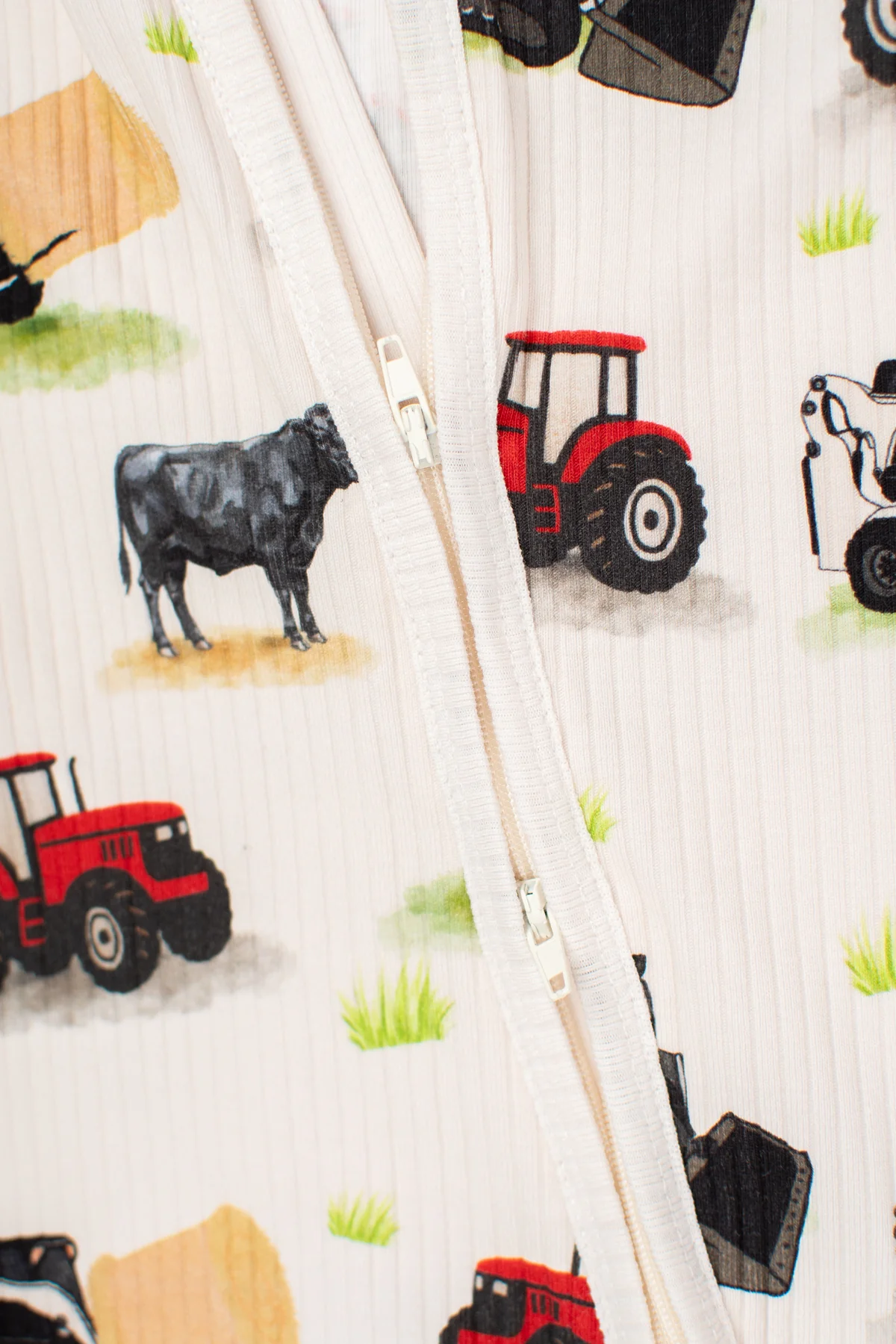Red Tractor Farm Kid Baby Ribbed Cotton Zippy - Image 5