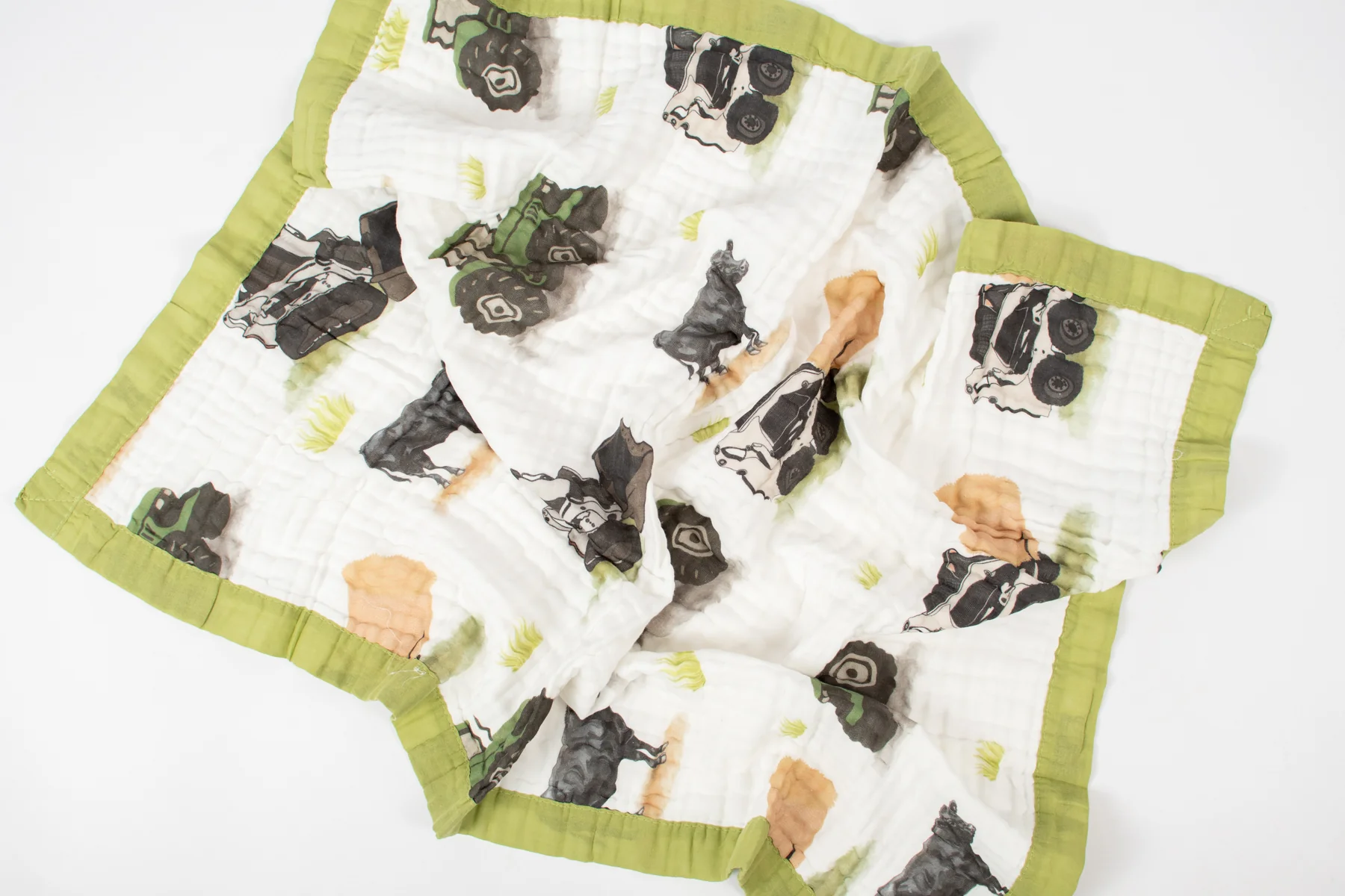 Green Tractor Farm Life Cotton Kid Blanket - Image 3