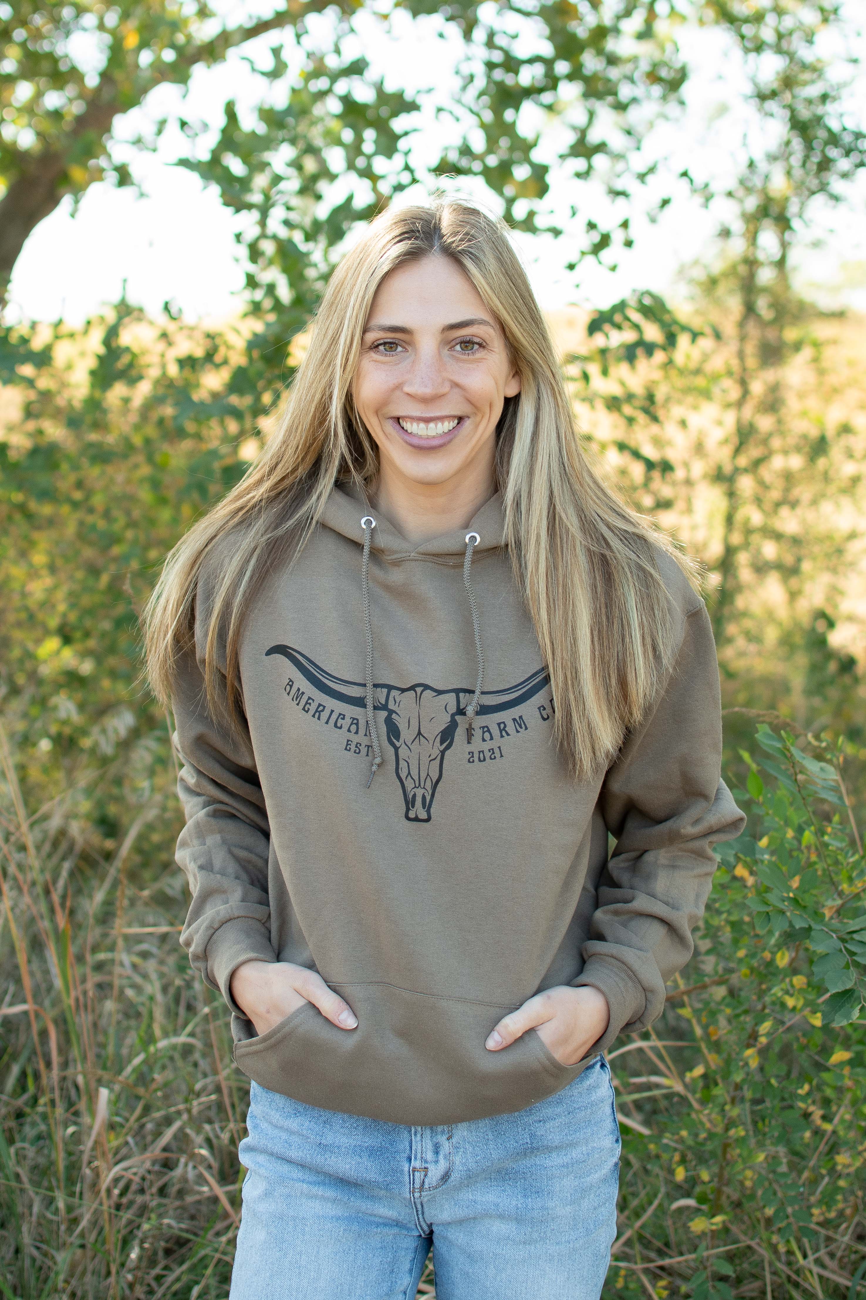 Skull Horns Mocha Hoodie - Image 4