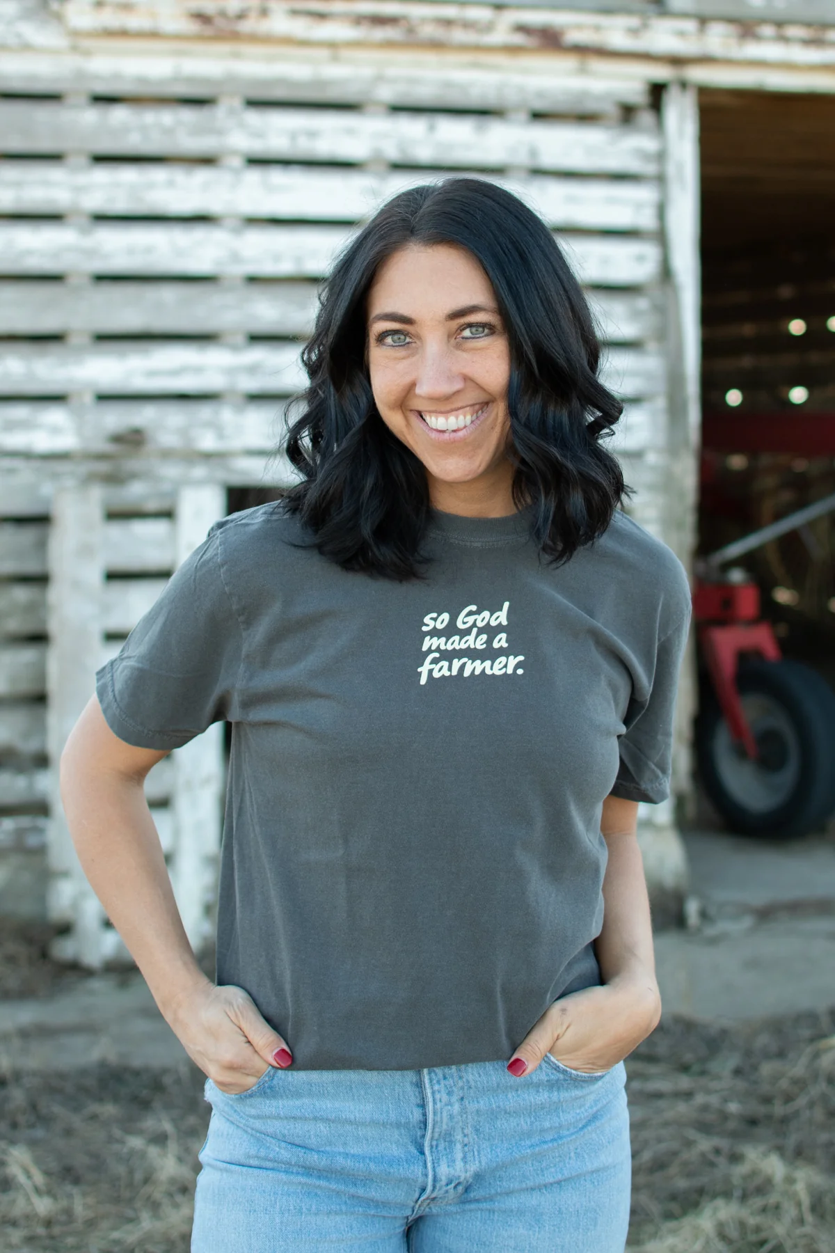 So God made a Farmer.' Charcoal Tee - Image 3