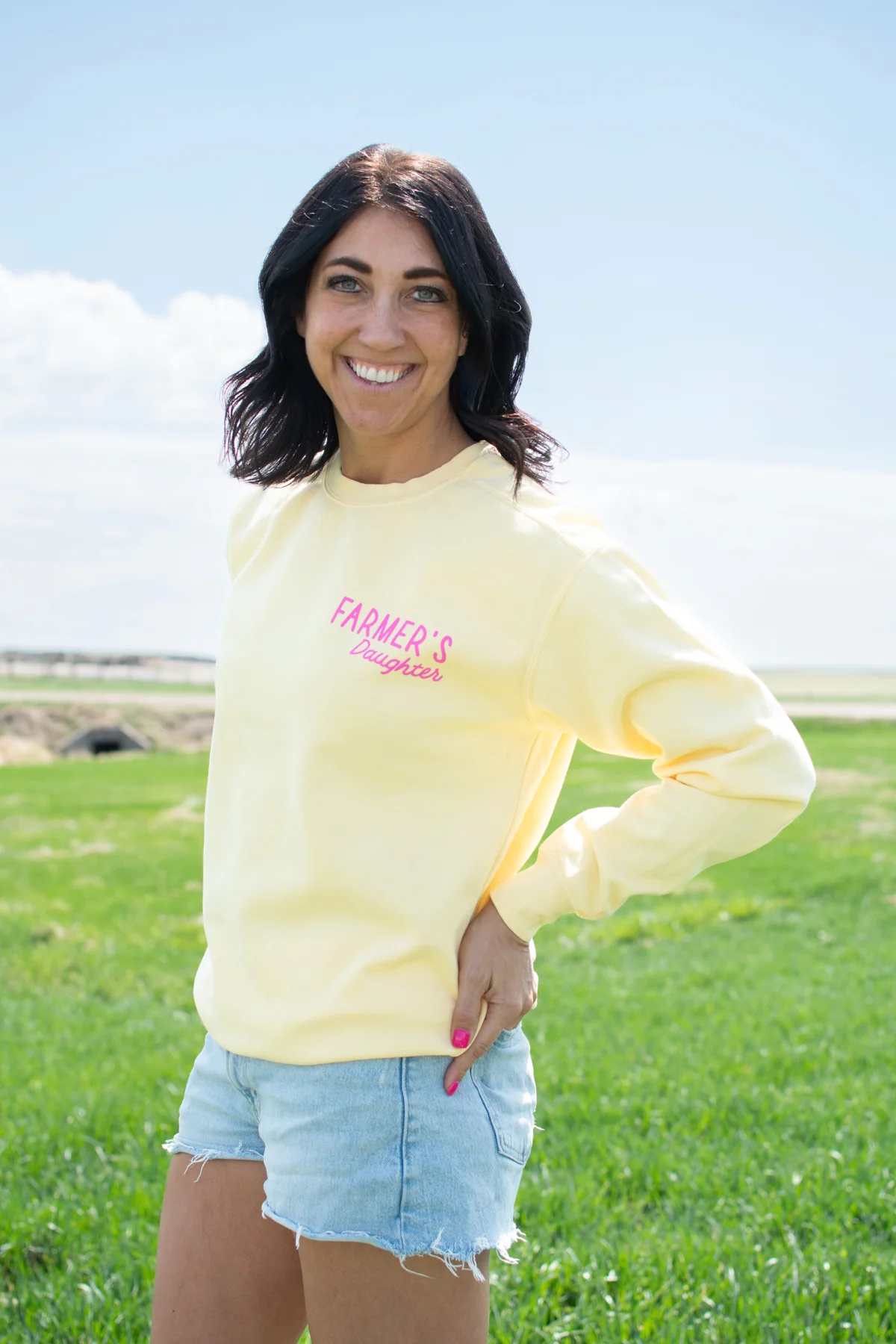 So God Made a Farmer's Daughter' Yellow Crewneck - Image 5