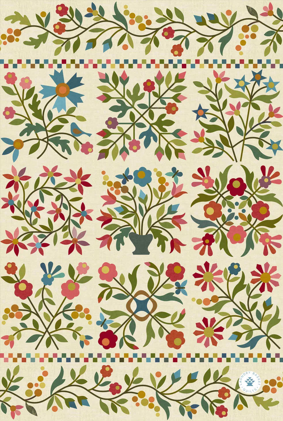 Spring Bouquet Quilt Pattern Kitchen Towel