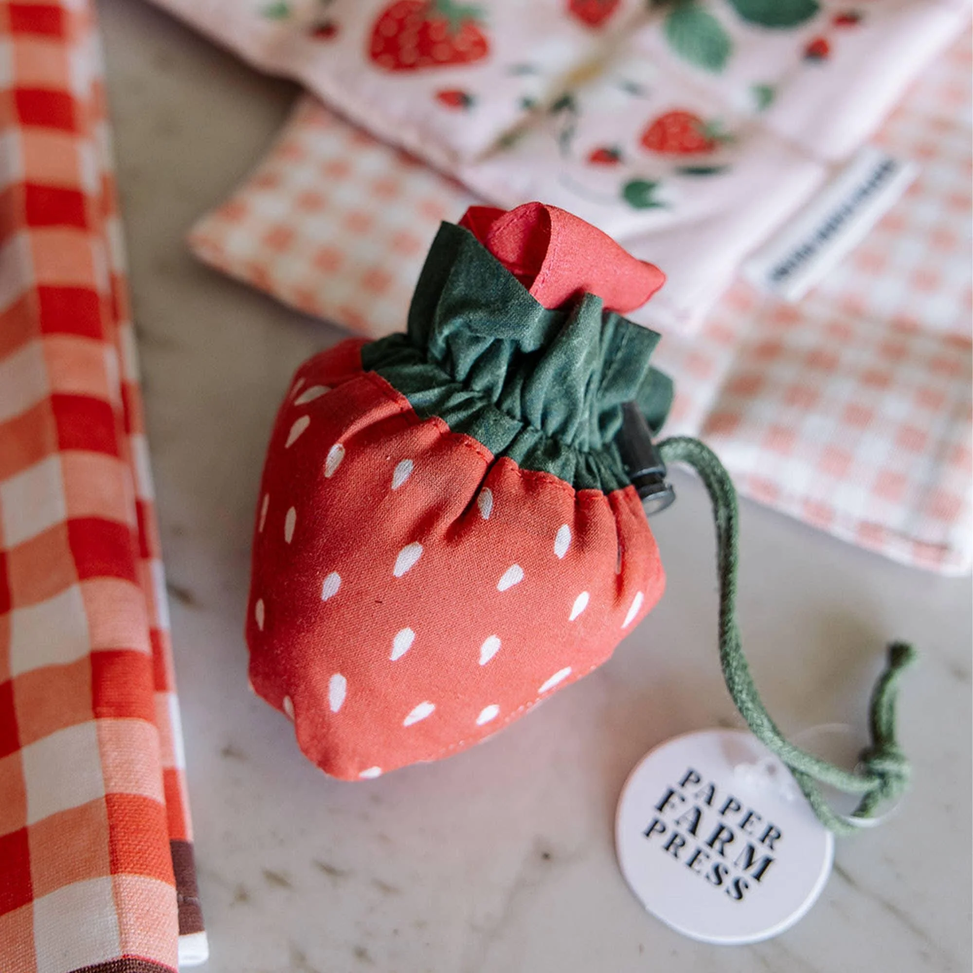 Strawberry Foldable Market Tote Bag - Image 4