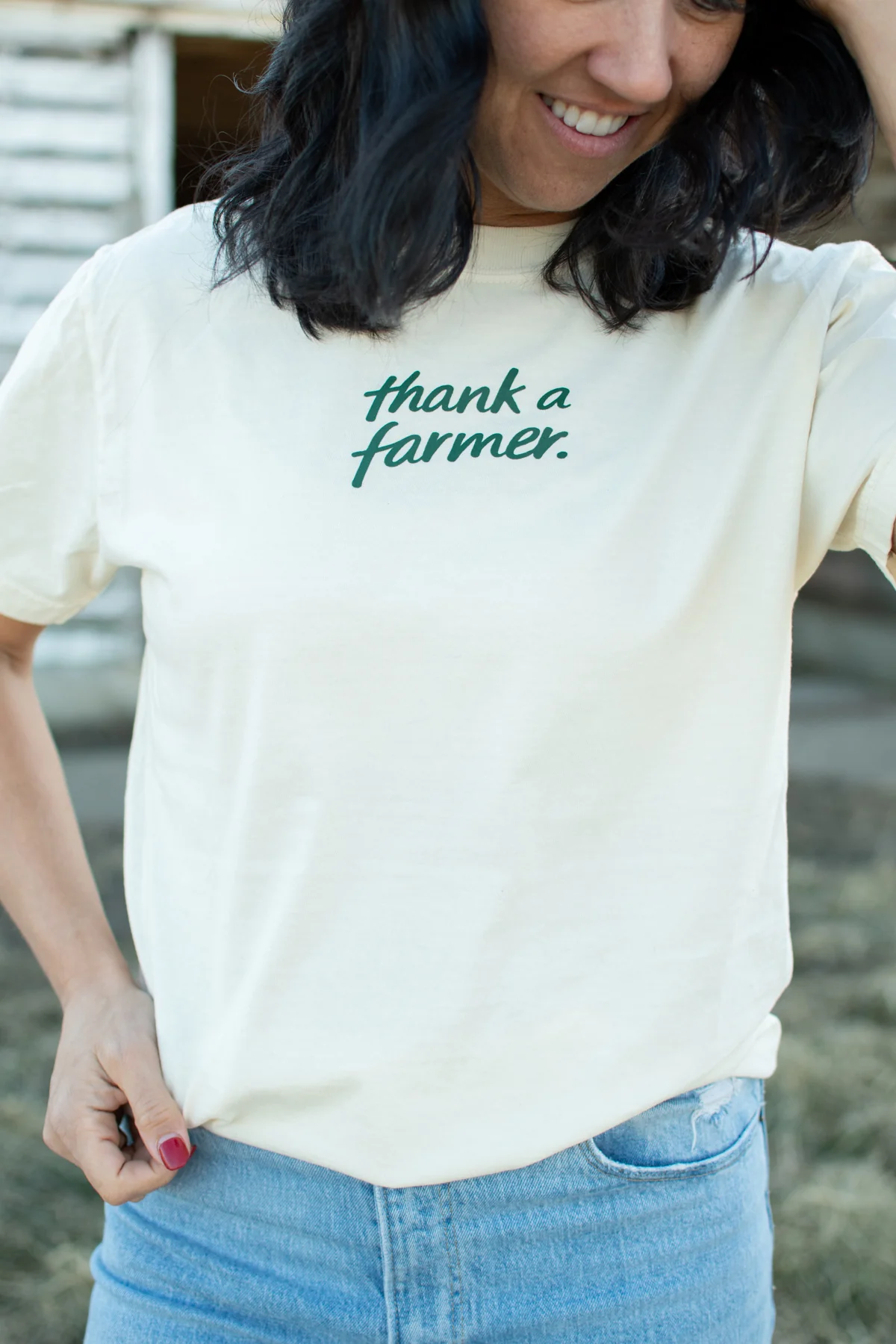 Thank a Farmer.' Ivory Tee - Image 3