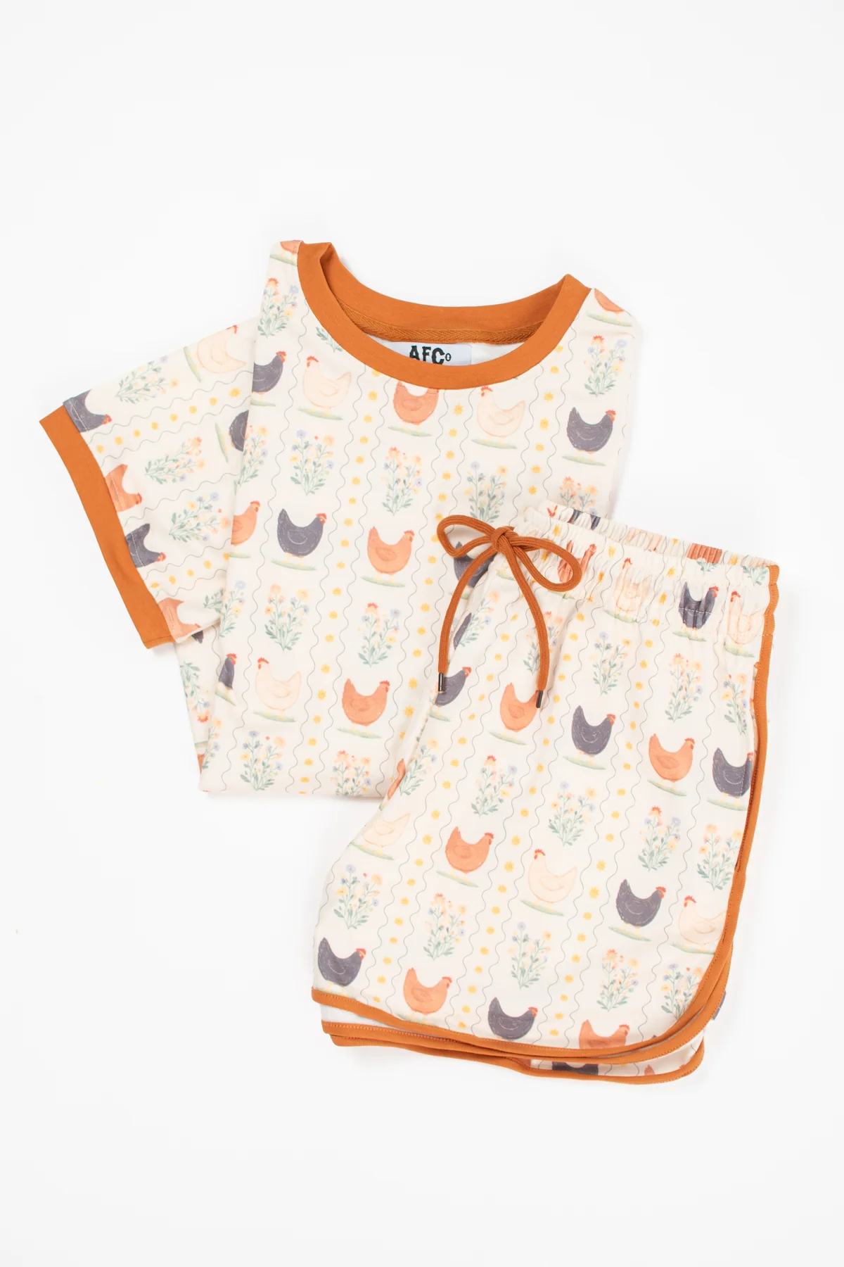 Vintage Chicken Floral Adult 2-Piece Short Lounge Set - Image 4