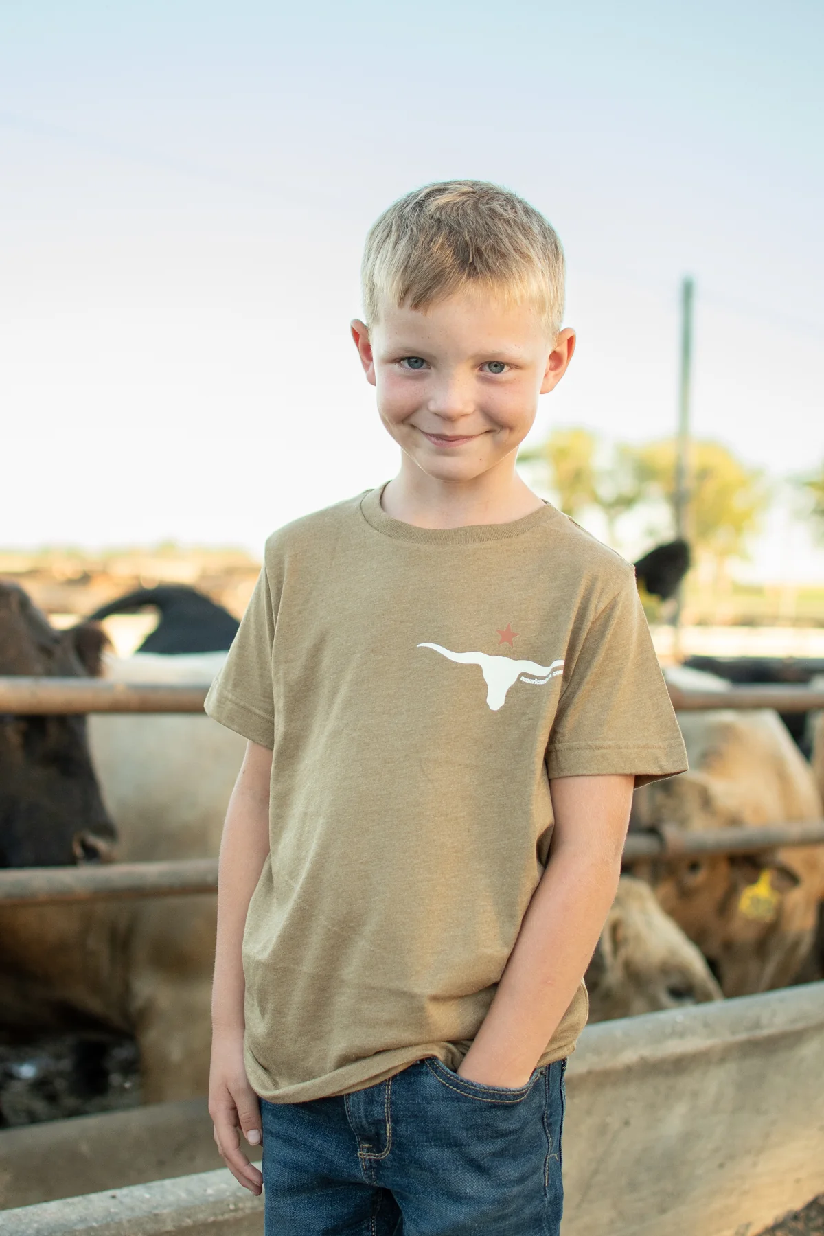 Western Skull 'Support Farmers' Heather Brown Toddler/Youth Tee - Image 3